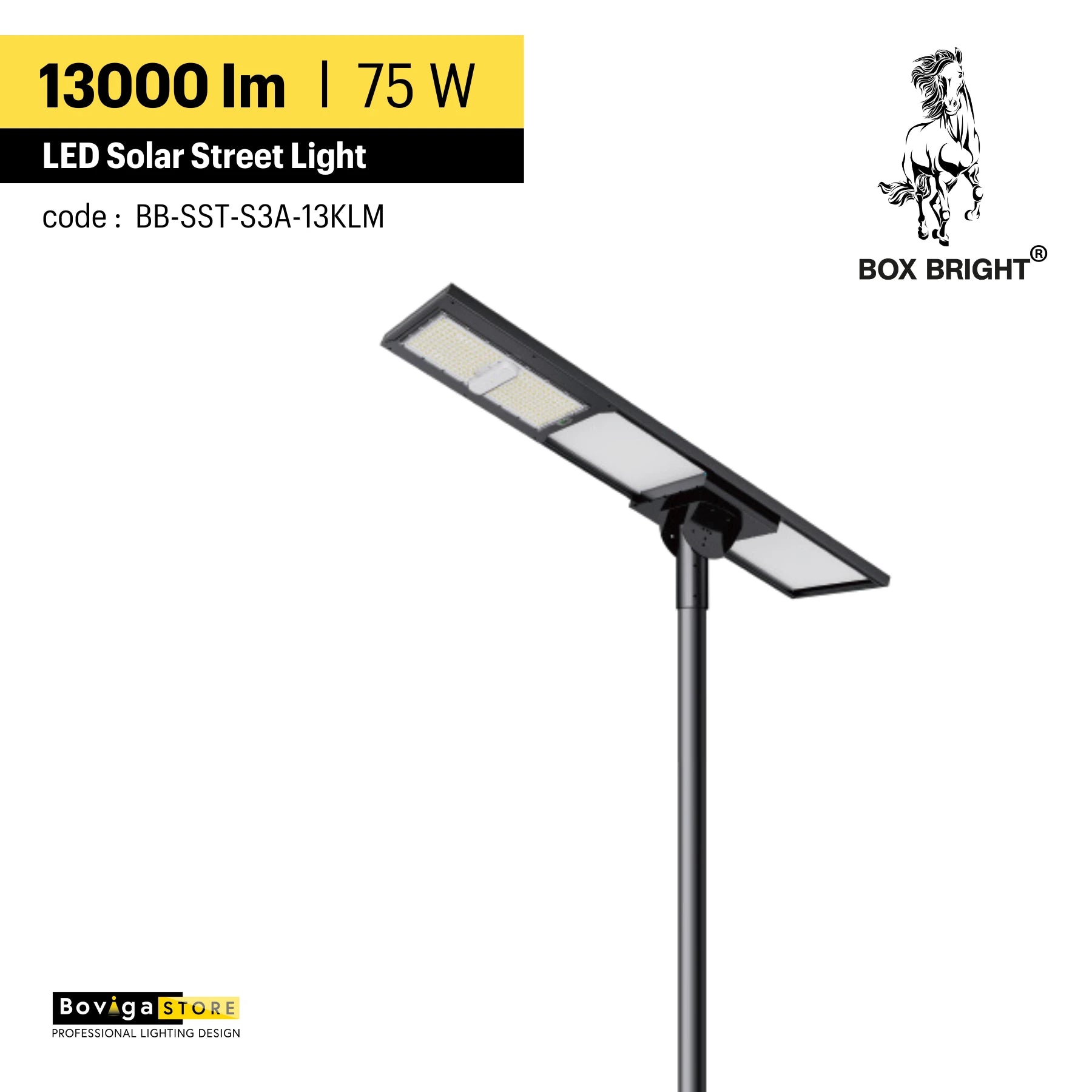 13000 lm ~ โคมไฟถนนโซล่าเซลล์ รุ่น Star Light | ความสูงติดตั้งแนะนำ 8 - 10 เมตร