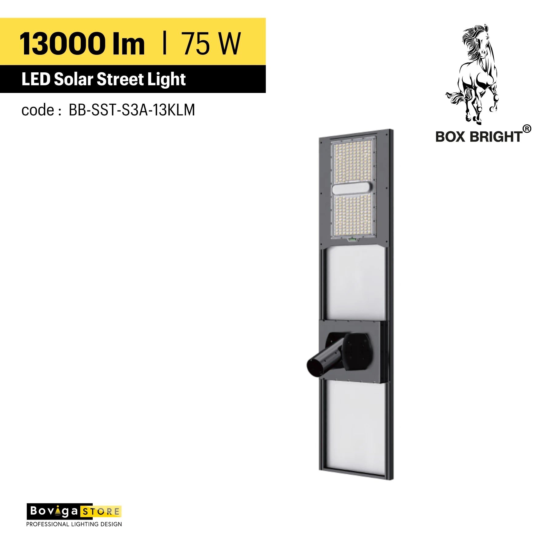 13000 lm ~ โคมไฟถนนโซล่าเซลล์ รุ่น Star Light | ความสูงติดตั้งแนะนำ 8 - 10 เมตร