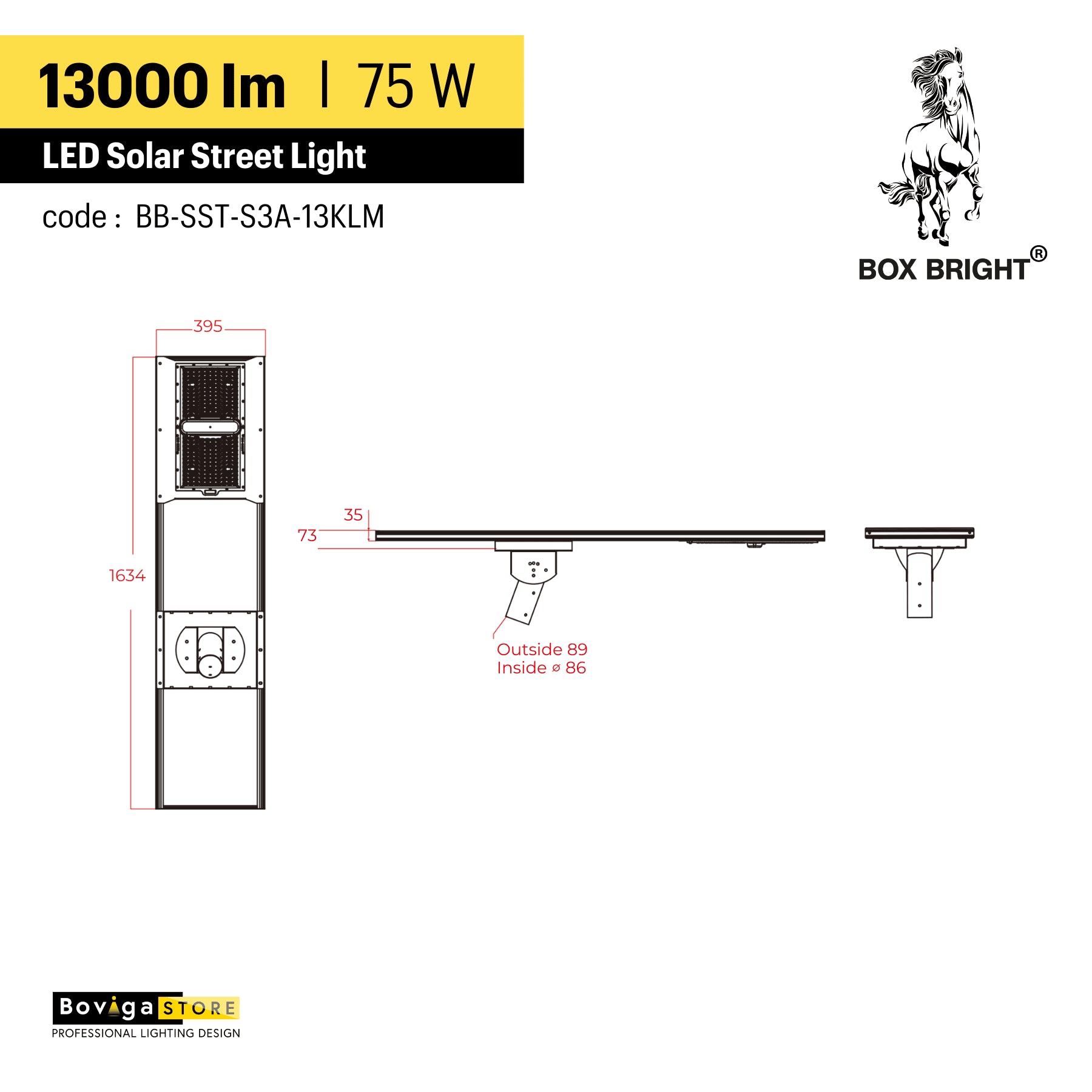 13000 lm ~ โคมไฟถนนโซล่าเซลล์ รุ่น Star Light | ความสูงติดตั้งแนะนำ 8 - 10 เมตร