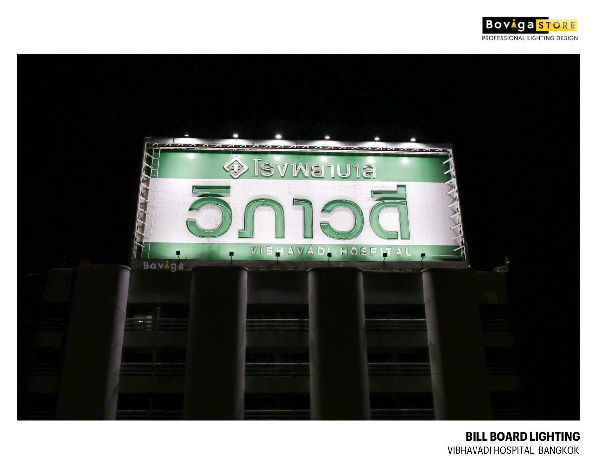 งานออกแบบและติดตั้งโคมไฟสำหรับป้ายของ Vibhavadi Hospital