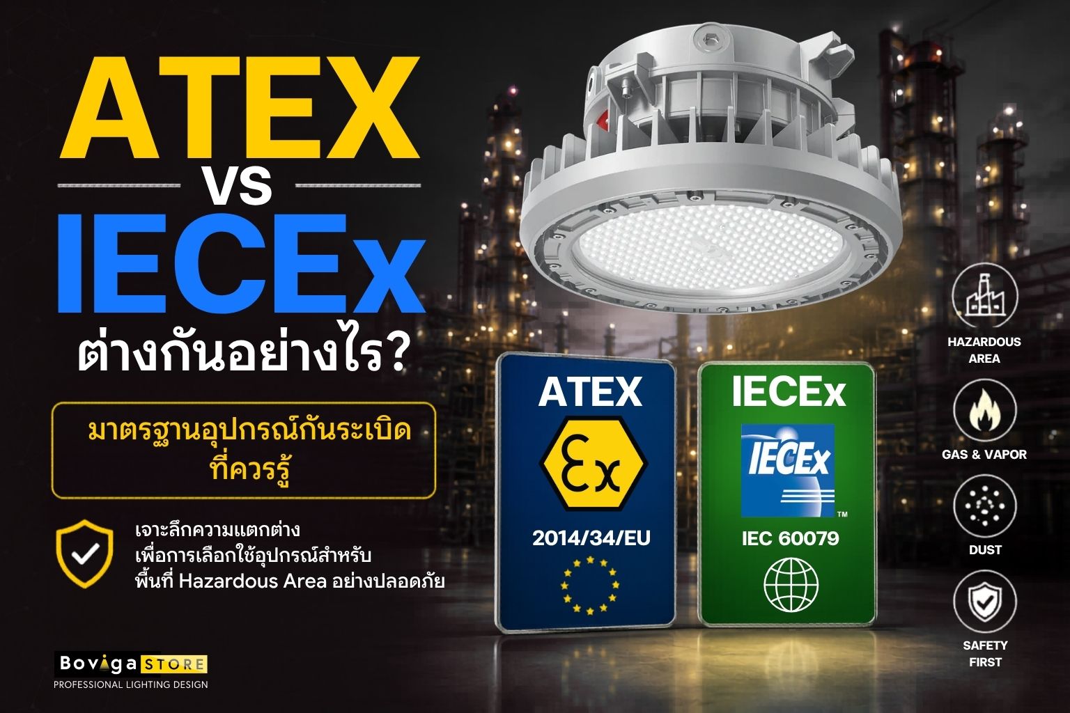 ATEX vs IECEx ต่างกันอย่างไร | มาตรฐานอุปกรณ์กันระเบิดสำหรับ Hazardous Area