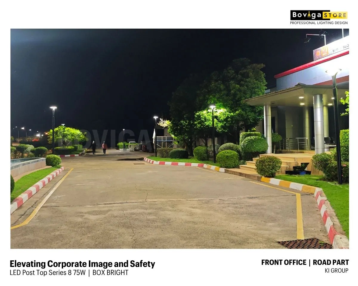 ยกระดับภาพลักษณ์และความปลอดภัย: โครงการติดตั้งโคมไฟ LED Post Top รุ่น Series 8 75W  ที่โรงงานน้ำตาลสุรินทร์
