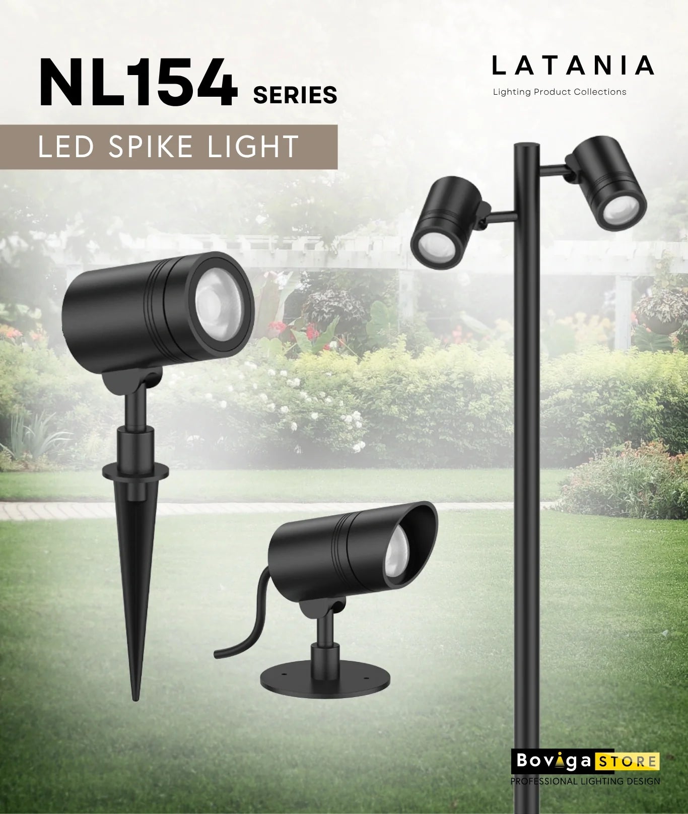 NL154 | โคมไฟปักดิน LED ทรงกระบอก แสงไม่แยงตา ติดตั้งได้หลายวิธี