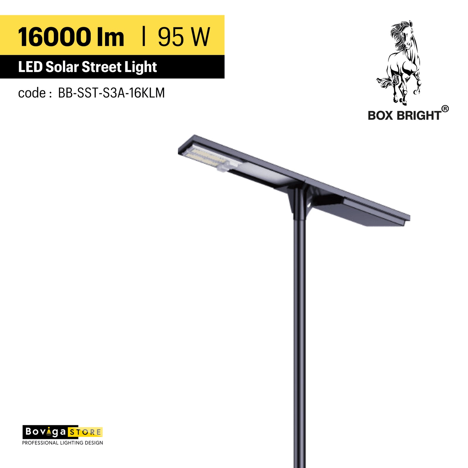 16000 lm ~ โคมไฟถนนโซล่าเซลล์ รุ่น Star Light | ความสูงติดตั้งแนะนำ 10-12 เมตร