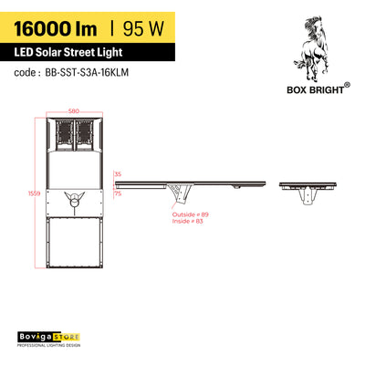 16000 lm ~ โคมไฟถนนโซล่าเซลล์ รุ่น Star Light | ความสูงติดตั้งแนะนำ 10-12 เมตร