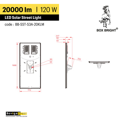 20000 lm ~ โคมไฟถนนโซล่าเซลล์ รุ่น Star Light | ความสูงติดตั้งแนะนำ 10 -14 เมตร