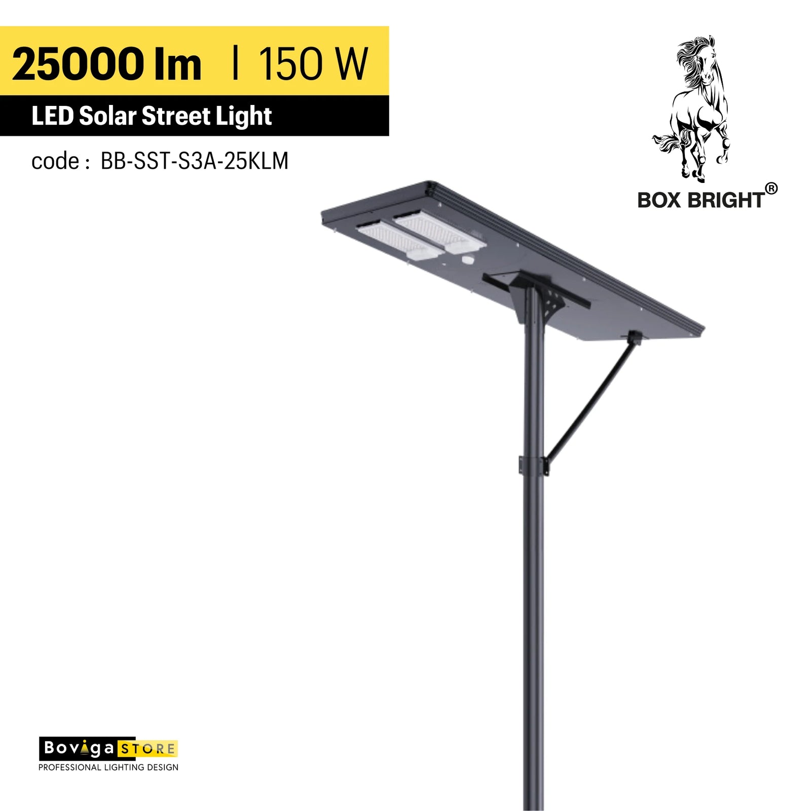 25000 lm ~ โคมไฟถนนโซล่าเซลล์ รุ่น Star Light | ความสูงติดตั้งแนะนำ 10 -16 เมตร