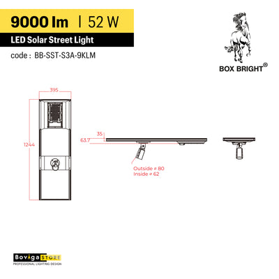 9000 lm ~ โคมไฟถนนโซล่าเซลล์ รุ่น Star Light | ความสูงติดตั้งแนะนำ 6-9 เมตร