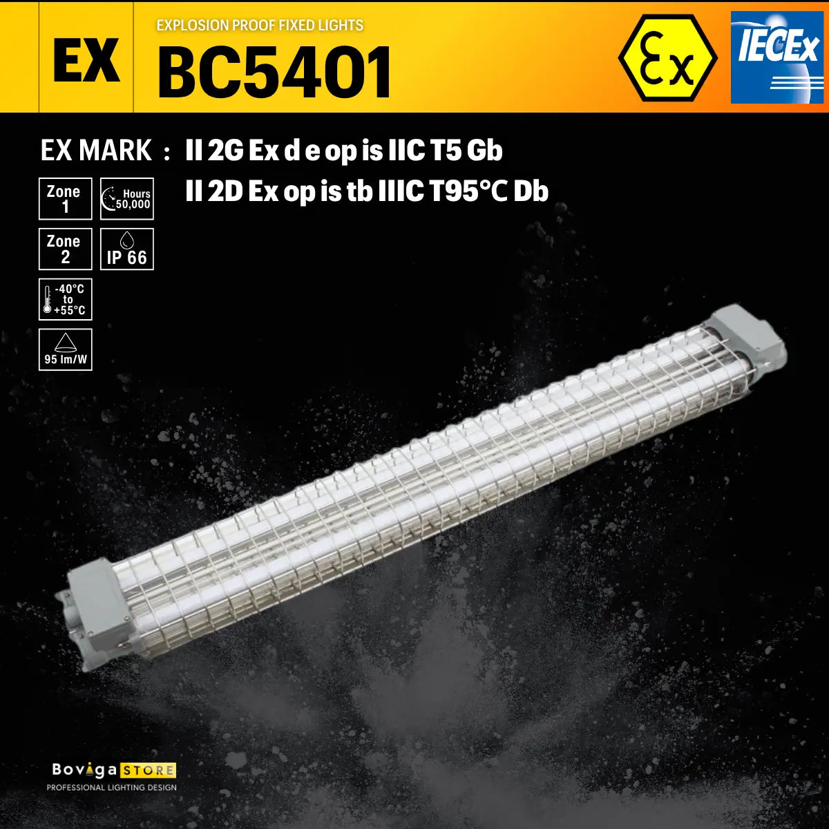 โคมไฟกันระเบิด LED สำหรับหลอดไฟ T8 | Explosion Proof Tube Light รุ่น BC5401