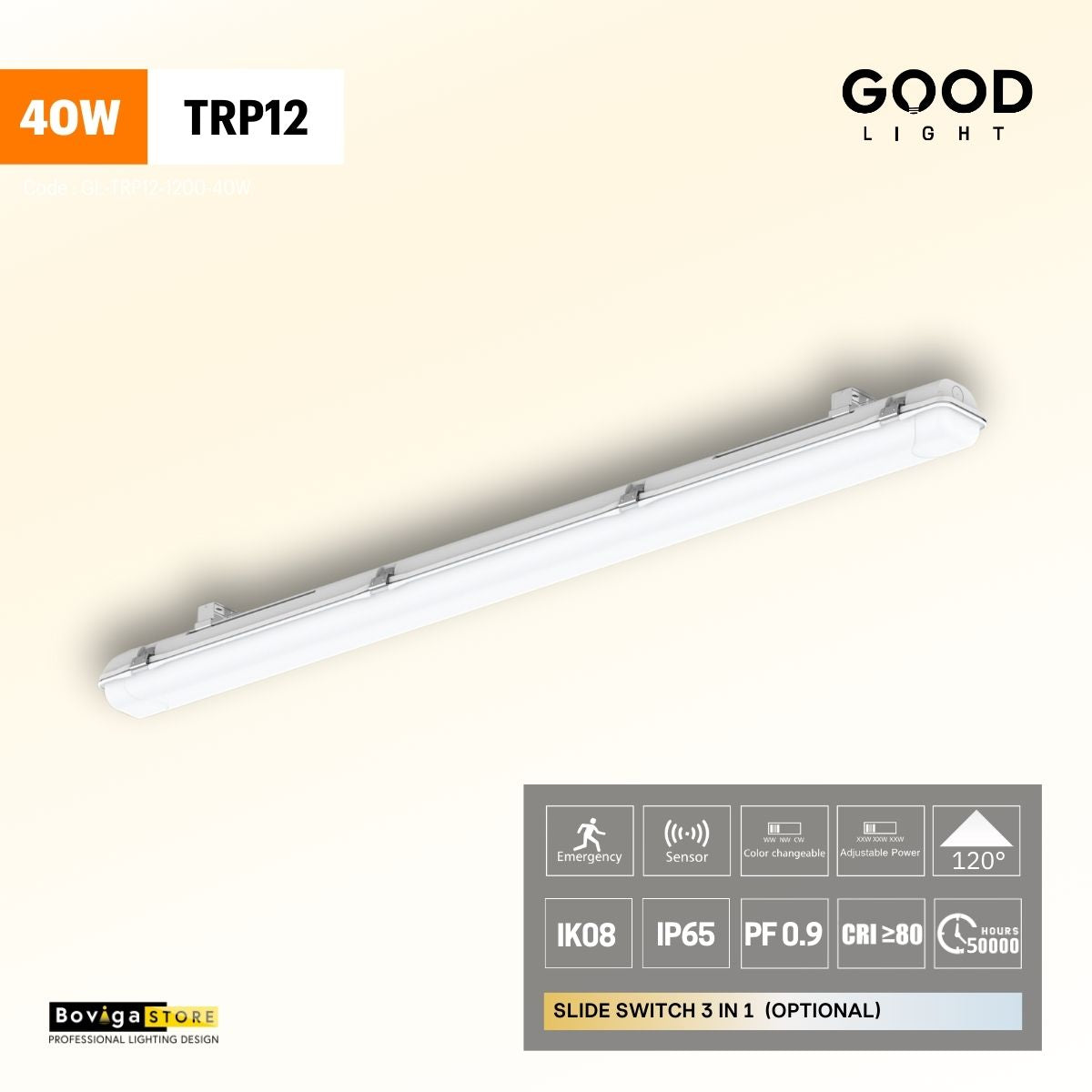 โคมไฟกันน้ำกันฝุ่น TRP12/TRP13 แข็งแรง ทนทาน ประหยัดพลังงาน เหมาะสำหรับโรงงาน คลังสินค้า พื้นที่มีฝุ่นหรือความชื้นสูง