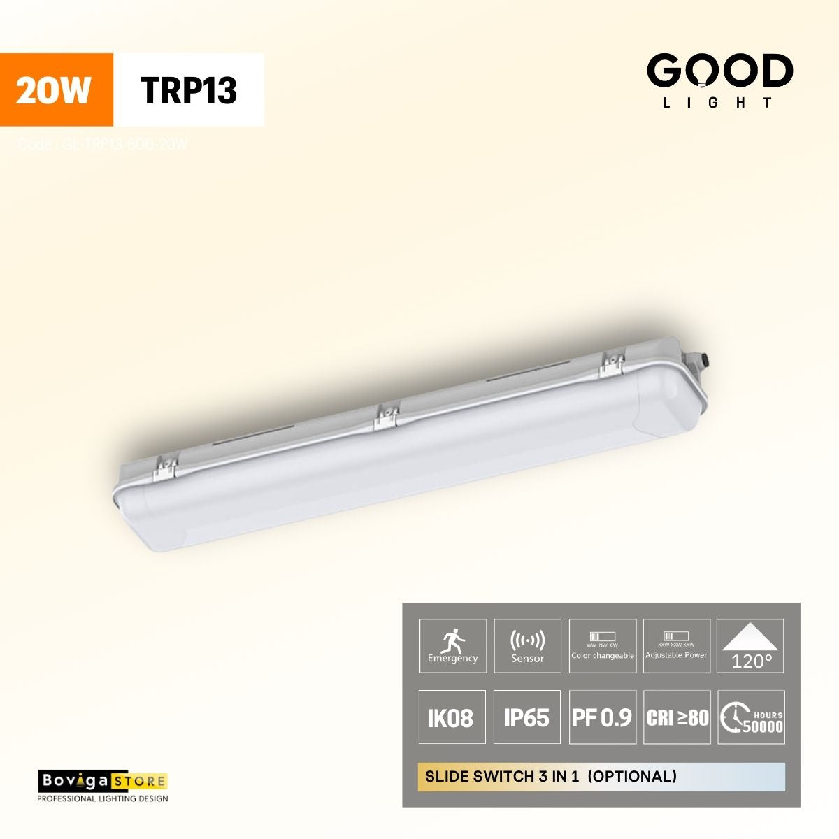 20W TRP13 โคมไฟกันน้ำกันฝุ่น LED TRI-PROOF แบรนด์ GOOD LIGHT  แบบ Complete Set ความยาว 600mm