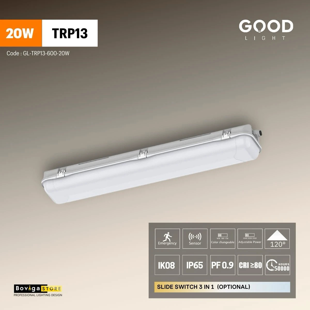 20W TRP13 โคมไฟกันน้ำกันฝุ่น LED TRI-PROOF แบรนด์ GOOD LIGHT  แบบ Complete Set ความยาว 600mm