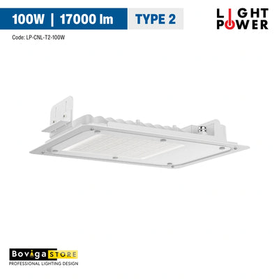 100W รุ่น TYPE 2 LED Canopy Light | โคมไฟปั๊มน้ำมัน LED ทนทาน ประสิทธิภาพสูง ประกัน 3 ปี