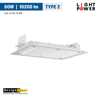 60W รุ่น TYPE 2 LED Canopy Light | โคมไฟปั๊มน้ำมัน LED ทนทาน ประสิทธิภาพสูง ประกัน 3 ปี