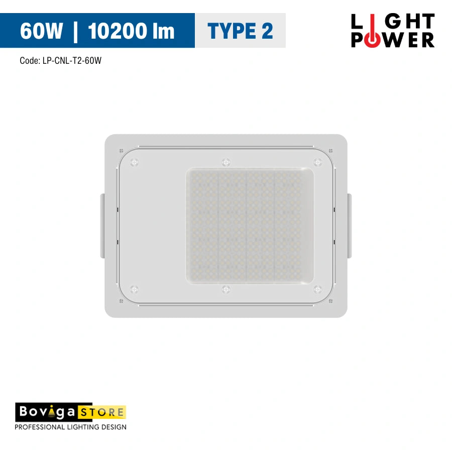 60W รุ่น TYPE 2 LED Canopy Light | โคมไฟปั๊มน้ำมัน LED ทนทาน ประสิทธิภาพสูง ประกัน 3 ปี
