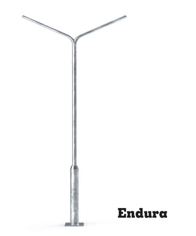 เสาโคมไฟ ปลาย 1.5" ชุบกัลวาไนท์ ชนิดกิ่งคุ่ สูง 3.00-9.00 เมตร แบรนด์ LUNAR ~ Galvanized Steel Lighting Pole: Double Arm