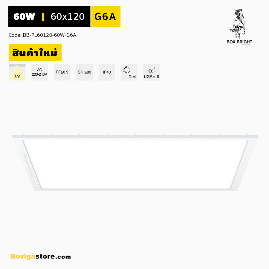 โคมไฟ LED panel 60W รุ่น G6A แบรนด์ BOX BRIGHT ขนาด 60x120 cm
