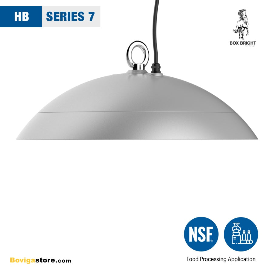 ตัวโคมผลิตจากอลูมิเนียม ออกแบบให้เรียบและโค้งมน ลดการสะสมของฝุ่นละออง ไฮเบย์ LED | LED Highbay 120w รุ่น Series 7 แบรนด์ BOX BRIGHT