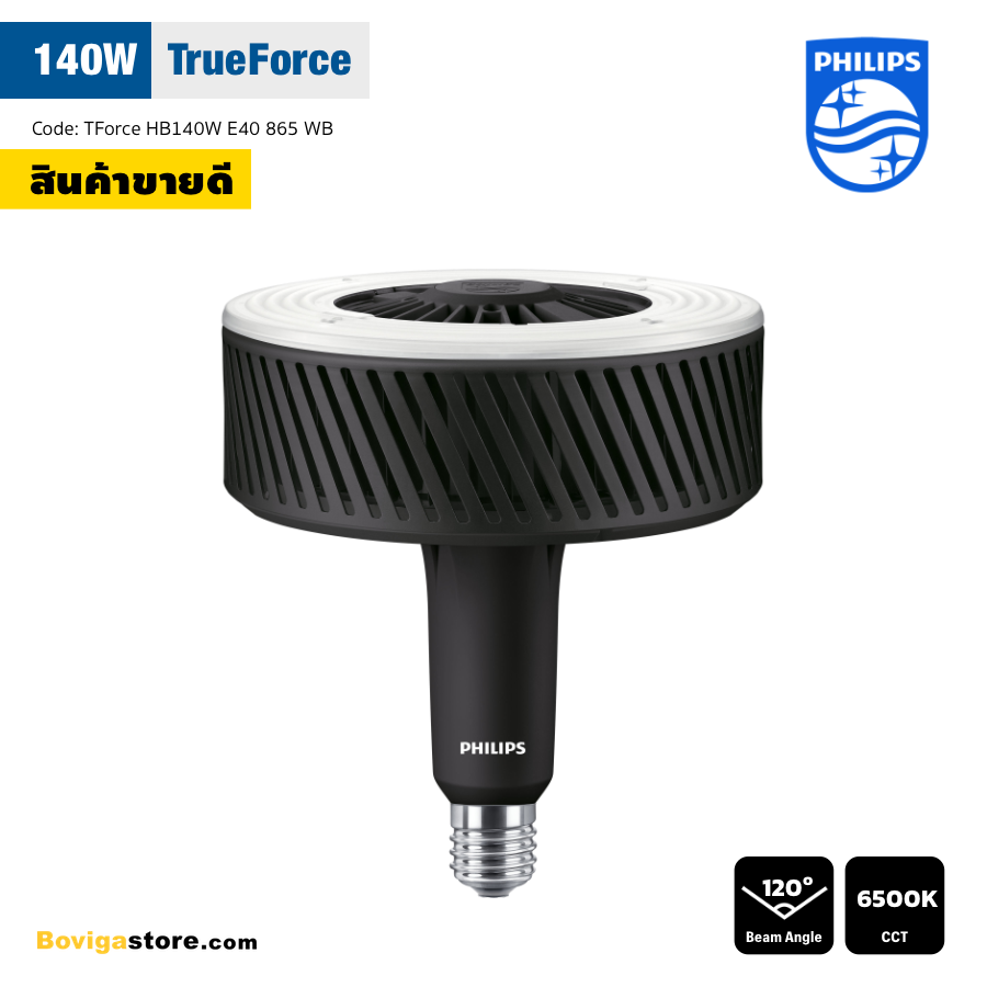 Philips TrueForce LED 160W ขั้ว E40 แสง 6500K มุมกว้าง wide beam สำหรับโคมไฟ Highbay